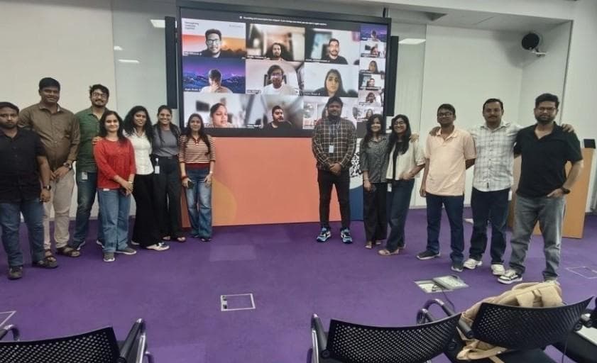 Learners and mentor in a live hybrid training session